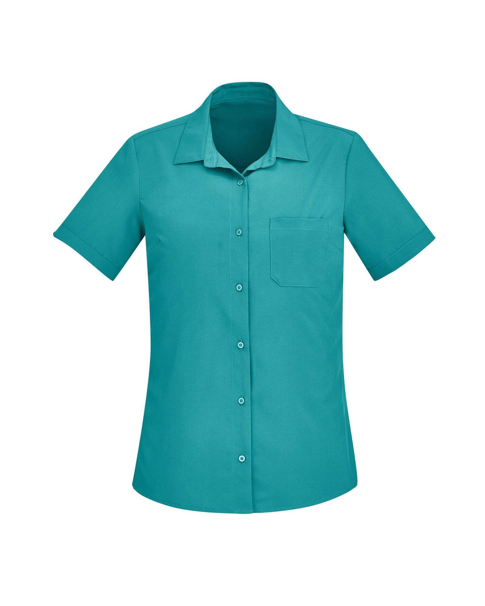 Biz Care Womens Easy Stretch Short Sleeve Shirt CS947LS Health & Beauty Biz Care Teal 4 